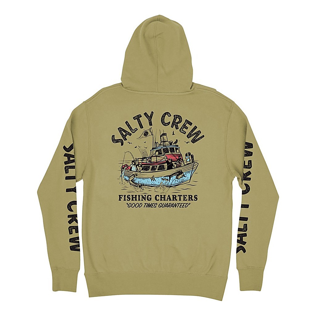 Salty Crew Fishing Charters Hooded Fleece Sandstone in the group Clothes & Shoes / Clothing / Sweaters / Hoodies at Sportfiskeprylar.se (0804046385486r)