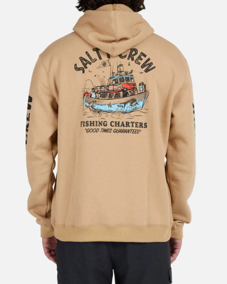 Salty Crew Fishing Charters Hooded Fleece Sandstone in the group Clothes & Shoes / Clothing / Sweaters / Hoodies at Sportfiskeprylar.se (0804046385486r)