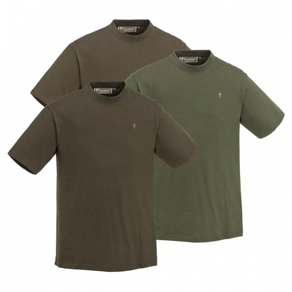 Pinewood T-shirts 3-pack Green/H.Brown/Khaki in the group Clothes & Shoes / Clothing / T-shirts at Sportfiskeprylar.se (1-54470720r)