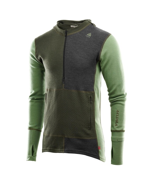 Aclima WarmWool hoodsweater w/zip Olive Night/Dill/Marengo in the group Clothes & Shoes / Clothing / Layering & Underwear / Base Layer Tops at Sportfiskeprylar.se (105603r)