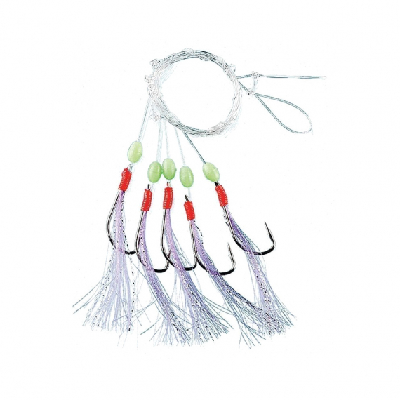 Fladen White Feather Flasher-rig w. glowing balls 3 Hooks, size 7/0 in the group Lures / Sea Fishing Lures / Flasher Rigs & Sea Fishing Rigs at Sportfiskeprylar.se (110-7-0)