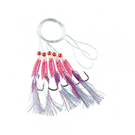 Fladen Pink Rubber w. white Feathers 5 Hooks, size 1/0 in the group Lures / Sea Fishing Lures / Flasher Rigs & Sea Fishing Rigs at Sportfiskeprylar.se (1201-1-0)