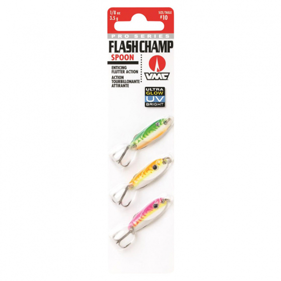 Blue Fox Flash Champ Spoon Kit Glow UV (3pcs) - #12 1,8g in the group Lures / Ice Jigging Lures / Vertical Ice Jigs at Sportfiskeprylar.se (129519NO)