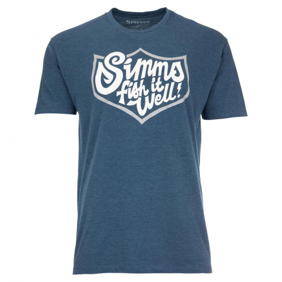 Simms Fish It Well Badge T-Shirt Sailor Blue Heather - XL in the group Clothes & Shoes / Clothing / T-shirts at Sportfiskeprylar.se (13517-677-50)