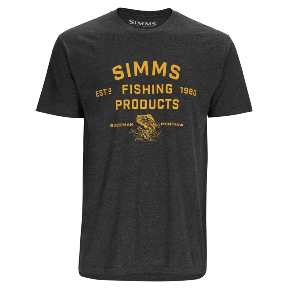 Simms Stacked Logo Bass T-Shirt Charcoal Heather in the group Clothes & Shoes / Clothing / T-shirts at Sportfiskeprylar.se (14097-086-20r)