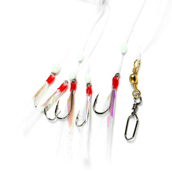 Fladen Feather Rig White with Flash and White Beads in the group Lures / Sea Fishing Lures / Flasher Rigs & Sea Fishing Rigs at Sportfiskeprylar.se (17-112-1-0r)