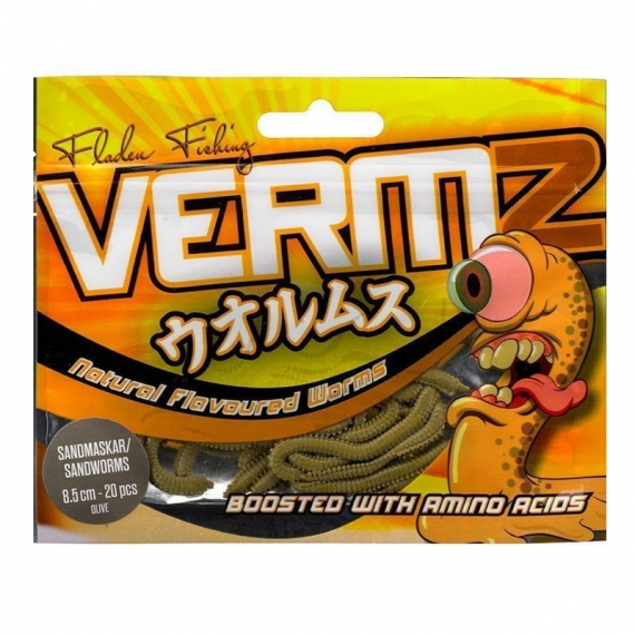 Fladen Vermz Bristleworm 9,5cm (15pcs) - Natural Olive in the group Lures / Softbaits / Perch Softbaits & Zander Softbaits at Sportfiskeprylar.se (20-5995-02)