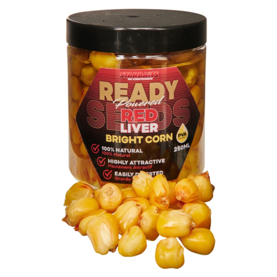 Starbaits Ready Seeds Bright Corn Red Liver 250ml in the group Lures / Boilies, Hook Baits & Groundbait / Particles at Sportfiskeprylar.se (29-74656)