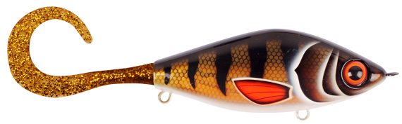 TrueGlide Guppie Jr, 11cm, 70gr - Golden Perch - Gold / Gold glitter in the group Lures / Tail baits & Hybrid baits at Sportfiskeprylar.se (29-EG208A-TR003)