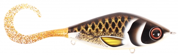 TrueGlide Guppie Jr, 11cm, 70gr - Spotted Bullhead - Gold Glitter in the group Lures / Tail baits & Hybrid baits at Sportfiskeprylar.se (29-EG208A-TR008)