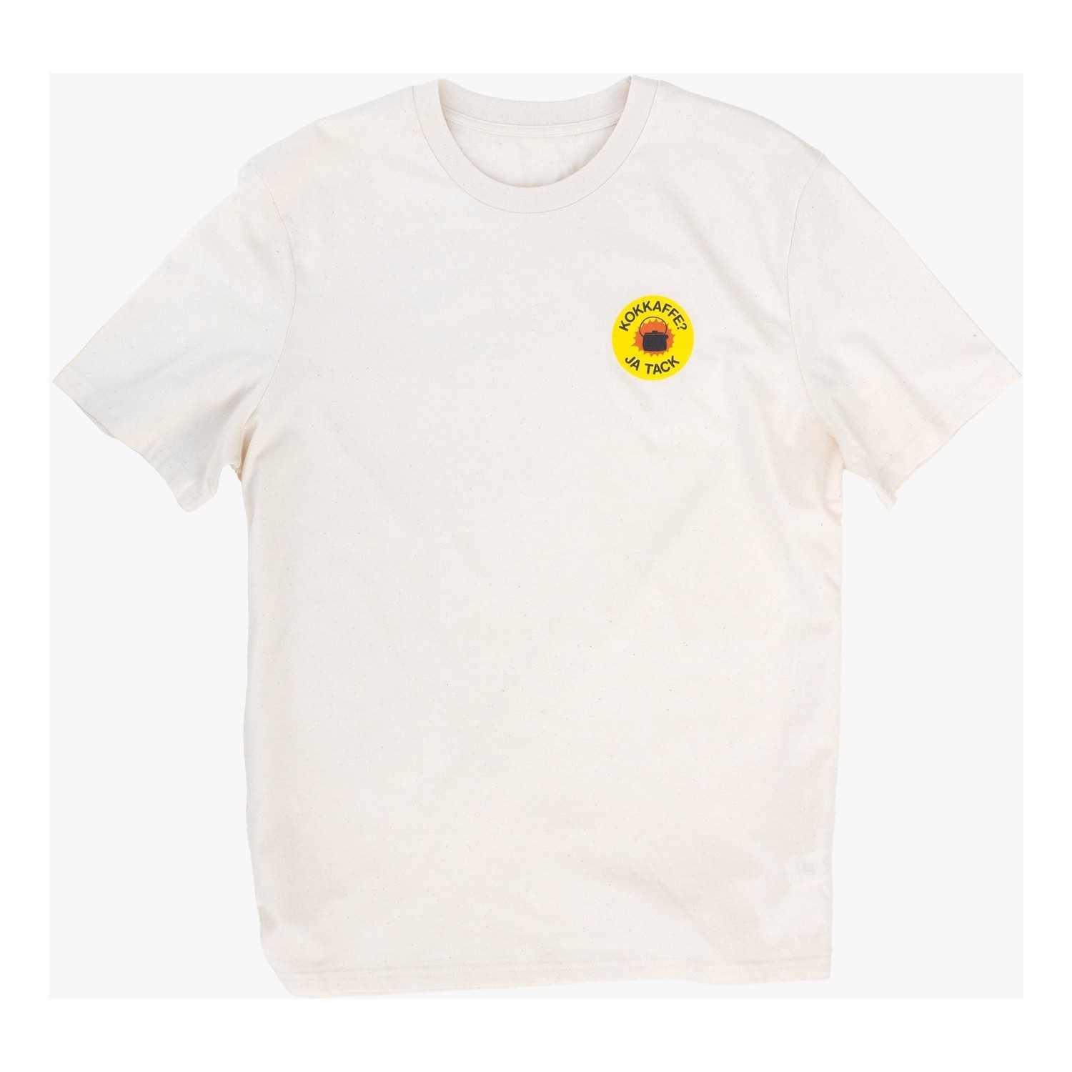 Lemmel T-Shirt Kokkaffe ja tack - Nature white w yellow print in the group Clothes & Shoes / Clothing / T-shirts at Sportfiskeprylar.se (3010110-7134r)