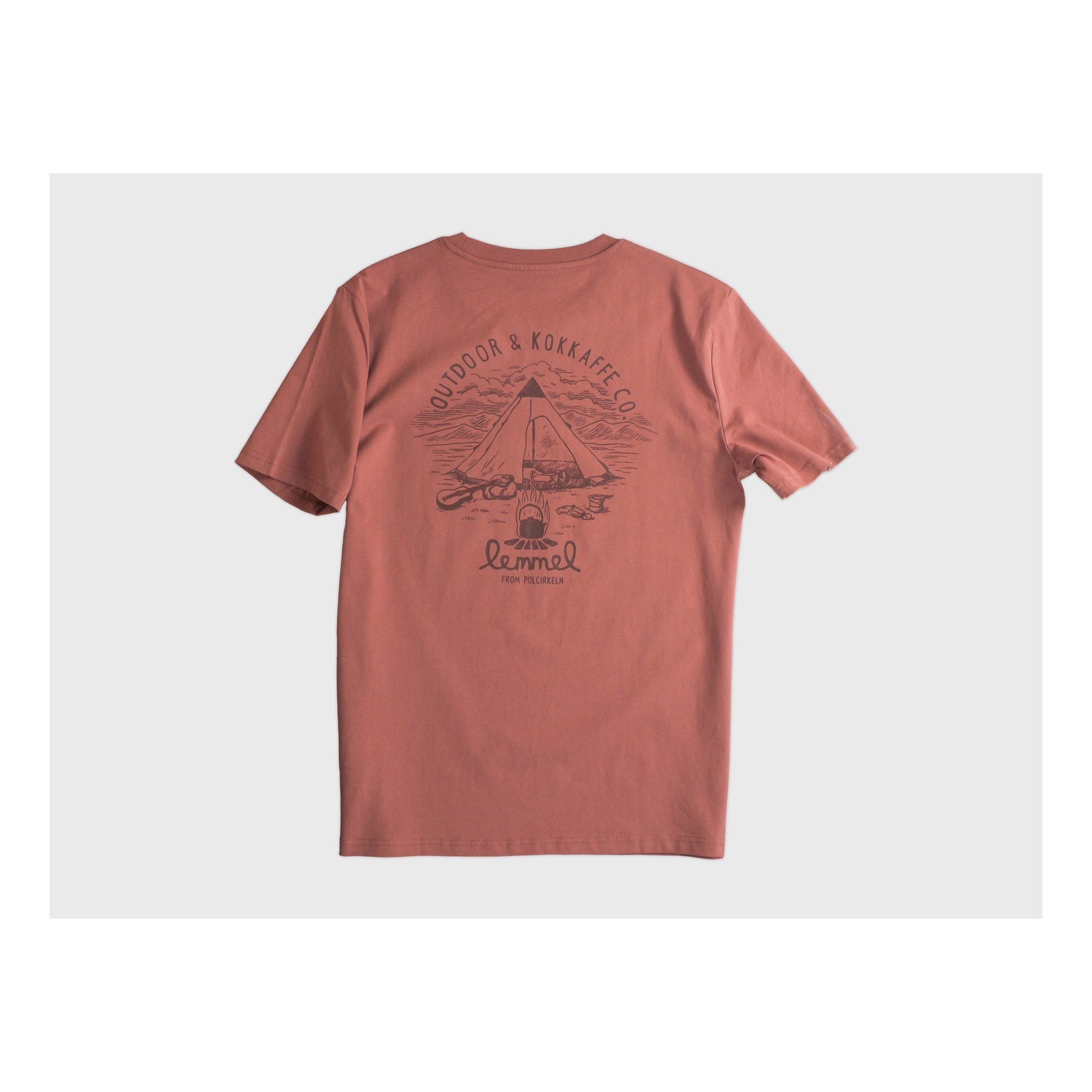 Lemmel T-shirt Camp Guten - Heritage Brown/red with backprint in the group Clothes & Shoes / Clothing / T-shirts at Sportfiskeprylar.se (3010112-5534r)