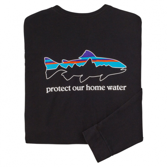 Patagonia M\'s L/S Home Water Trout Responsibili-Tee BLK in the group Clothes & Shoes / Clothing / T-shirts at Sportfiskeprylar.se (37574-BLKr)