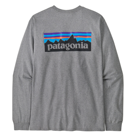 Patagonia M\'s L/S P-6 Logo Responsibili-Tee Gravel Heather in the group Clothes & Shoes / Clothing / Sweaters / Long-sleeved T-shirts at Sportfiskeprylar.se (38518-GLH-Sr)