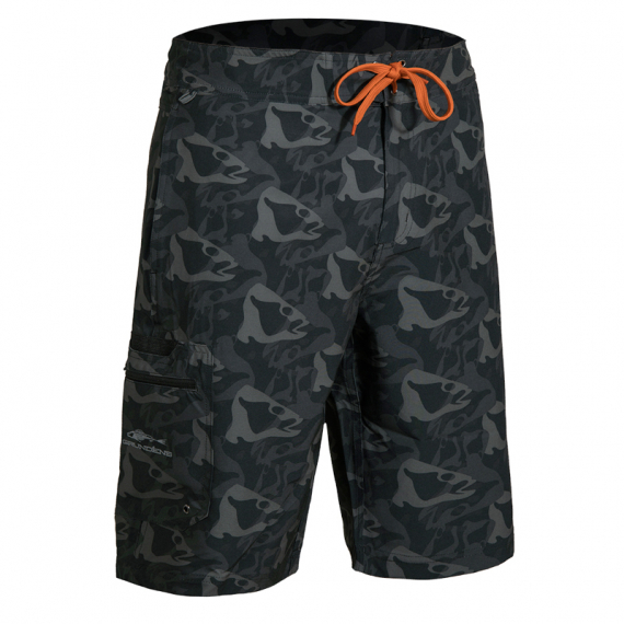 Grundéns Fish Head Board Shorts, Black Fish Camo in the group Clothes & Shoes / Clothing / Pants at Sportfiskeprylar.se (40008-968-5030r)