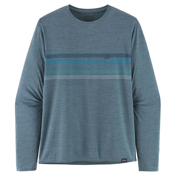 Patagonia M\'s L/S Cap Cool Daily Graphic Shirt Line Logo Ridge Stripe: Light Plume Grey X-Dye in the group Clothes & Shoes / Clothing / Sweaters / Long-sleeved T-shirts at Sportfiskeprylar.se (45190-LIPX-Sr)