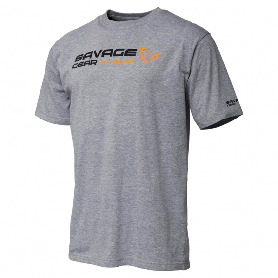 Savage Gear Signature Logo T-Shirt, Grey Melange in the group Clothes & Shoes / Clothing / T-shirts at Sportfiskeprylar.se (73649r)