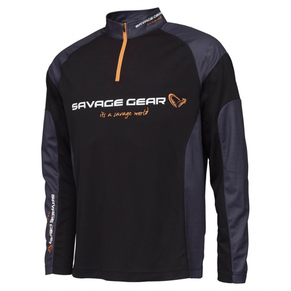 Savage Gear Tournament Gear Shirt 1/2 Zip, Black Ink in the group Clothes & Shoes / Clothing / Sweaters / Long-sleeved T-shirts at Sportfiskeprylar.se (73682r)