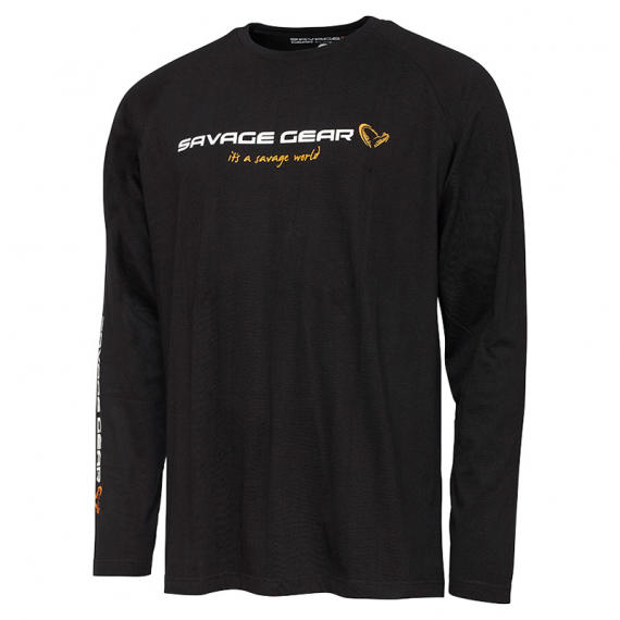 Savage Gear Signature Logo Long Sleeve T-Shirt Black Caviar in the group Clothes & Shoes / Clothing / Sweaters / Long-sleeved T-shirts at Sportfiskeprylar.se (73909r)