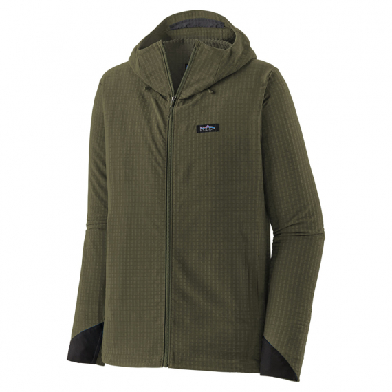 Patagonia M\'s R1 TechFace Fitz Roy Trout Hoody Basin Green in the group Clothes & Shoes / Clothing / Jackets / Shell Jackets at Sportfiskeprylar.se (81785-BSNG-Mr)