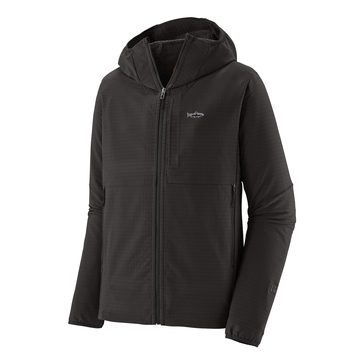 Patagonia M\'s R1 TechFace Fitz Roy Trout Hoody BLK in the group Clothes & Shoes / Clothing / Jackets / Windstopper at Sportfiskeprylar.se (81787-BLK-XXLr)