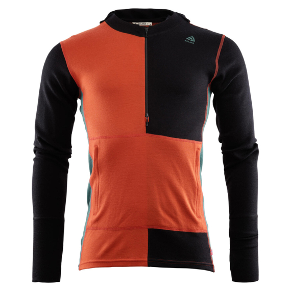 Aclima WarmWool Hoodsweater w/zip M\'s Jet Black/RC/NA in the group Clothes & Shoes / Clothing / Layering & Underwear / Base Layer Tops at Sportfiskeprylar.se (90-106351r)