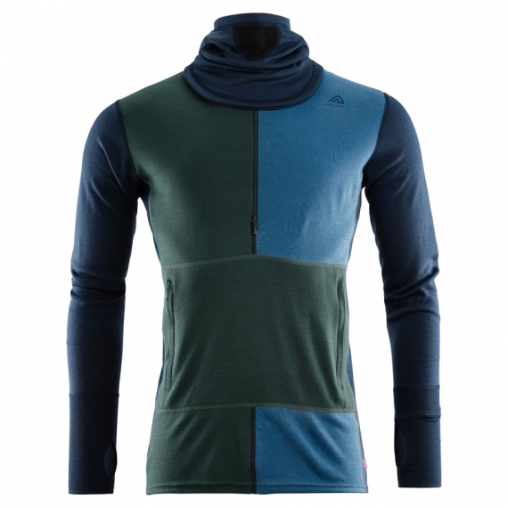 Aclima WarmWool Hoodsweater w/zip M\'s Navy Blazer/Green Gables/Coastal Fjord in the group Clothes & Shoes / Clothing / Layering & Underwear / Base Layer Tops at Sportfiskeprylar.se (90-107465r)