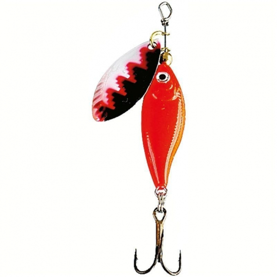 Fladen Loket 12g - Ambulance Orange Body White/Red/Black Spoon in the group Lures / Inline Spinners at Sportfiskeprylar.se (961-278)