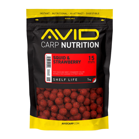 Avid Squid & Strawberry Boilies 1kg in the group Lures / Boilies, Hook Baits & Groundbait at Sportfiskeprylar.se (A0650064r)