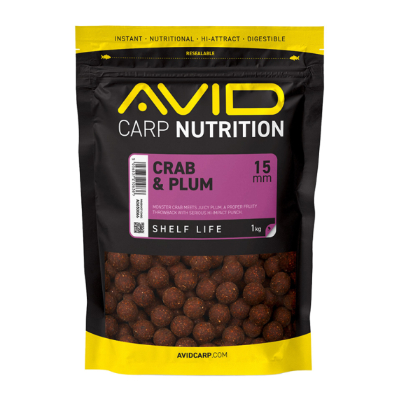 Avid Crab & Plum Boilies - 1kg in the group Lures / Boilies, Hook Baits & Groundbait at Sportfiskeprylar.se (A0650066r)