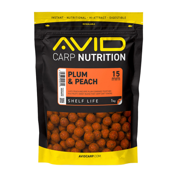 Avid Plum & Peach Boilies - 1kg in the group Lures / Boilies, Hook Baits & Groundbait at Sportfiskeprylar.se (A0650070r)