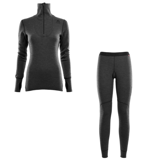 Aclima DoubleWool Polo Shirt Zip & Longs Woman Marengo/Jet Black in the group Clothes & Shoes / Clothing / Layering & Underwear at Sportfiskeprylar.se (ACLDWWOMENSCOMBO)