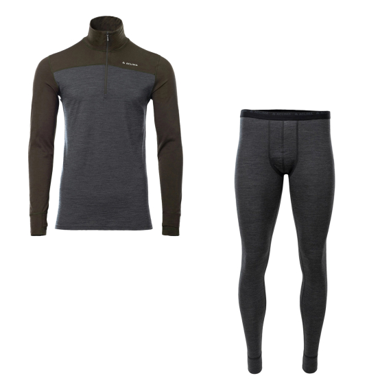 Aclima LightWool 180 Polo w/zip & Longs M\'s Tarmac/Marengo in the group Clothes & Shoes / Clothing / Layering & Underwear at Sportfiskeprylar.se (ACLLW180SET)