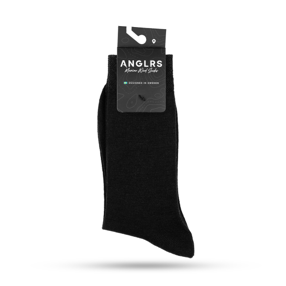 Anglrs Merino Wool Socks Black 41-46 1-pack in the group Clothes & Shoes / Clothing / Layering & Underwear / Socks at Sportfiskeprylar.se (AMWB41461)