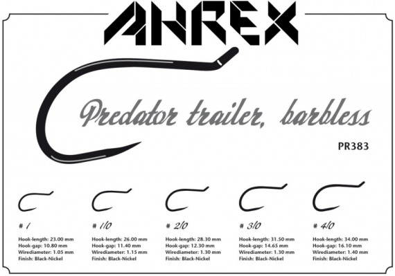 Ahrex PR383 - Predator Trailer Hook, Barbless #1/0 in the group Hooks & Terminal Tackle / Hooks / Fly Tying Hooks at Sportfiskeprylar.se (APR383-1_0)
