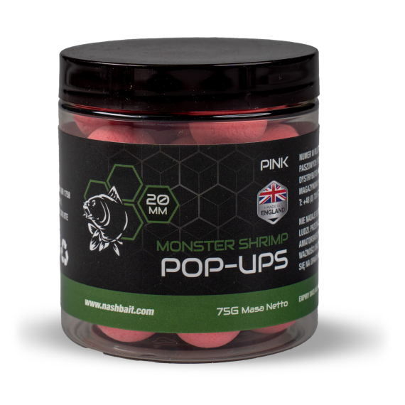 Nash Monster Shrimp Pop Ups in the group Lures / Boilies, Hook Baits & Groundbait / Popups & Wafters at Sportfiskeprylar.se (B6526-TPr)
