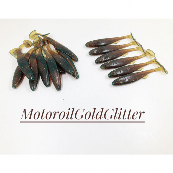 Boni Baits Mini Happy 8,5cm (Bulk) - Motoroil Gold Glitter in the group Lures / Handmade Baits at Sportfiskeprylar.se (BBMH5)