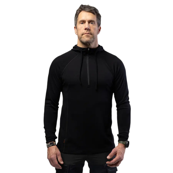 Beyond Nordic BN105 M\'s Merino Half Zip Hoodie Onyx Black in the group Clothes & Shoes / Clothing / Layering & Underwear / Base Layer Tops at Sportfiskeprylar.se (BN105-M-BLACK-2XLr)