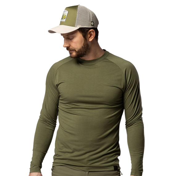 Beyond Nordic BN219 M\'s Light Merino LS Crew Moss Green in the group Clothes & Shoes / Clothing / Layering & Underwear / Base Layer Tops at Sportfiskeprylar.se (BN219-M-MOSS-Lr)