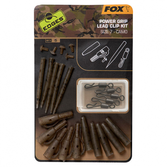 Fox Edges Camo Power Grip Lead Clip kit size 7 5pcs in the group Hooks & Terminal Tackle / Rig Accessories / Lead Clips at Sportfiskeprylar.se (CAC776)