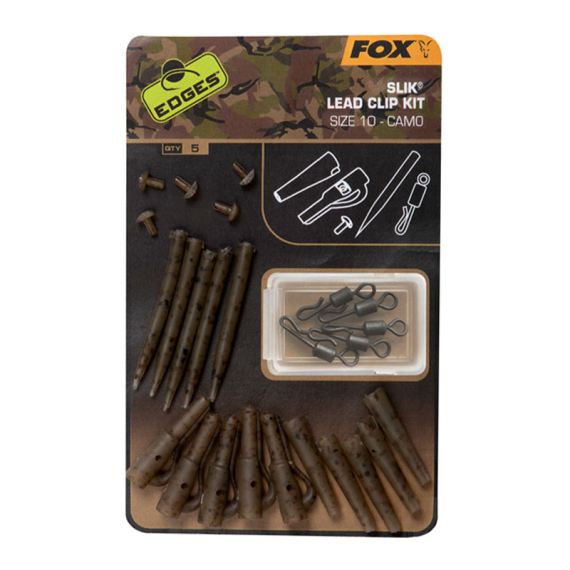 Fox Edges Camo Slik Lead Clip Kit Size 10 5-pack in the group Hooks & Terminal Tackle / Rig Accessories / Other Rig Accessories at Sportfiskeprylar.se (CAC779)