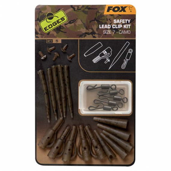 Fox Edges Camo Lead Clip Kit Size 7 5pcs in the group Hooks & Terminal Tackle / Rig Accessories / Lead Clips at Sportfiskeprylar.se (CAC780)