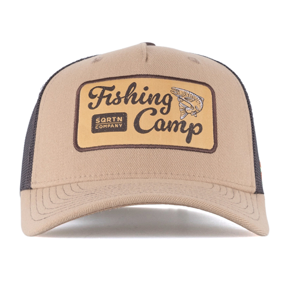 SQRTN Fishing Camp Trucker Cap Khaki in the group Clothes & Shoes / Caps & Headwear / Caps / Trucker Caps at Sportfiskeprylar.se (CAP-323-OSFA)