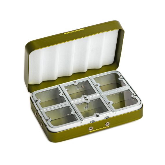 Aluminium box 6 compartments - Olive in the group Storage / Tackle Boxes / Flyboxes at Sportfiskeprylar.se (CH-302)