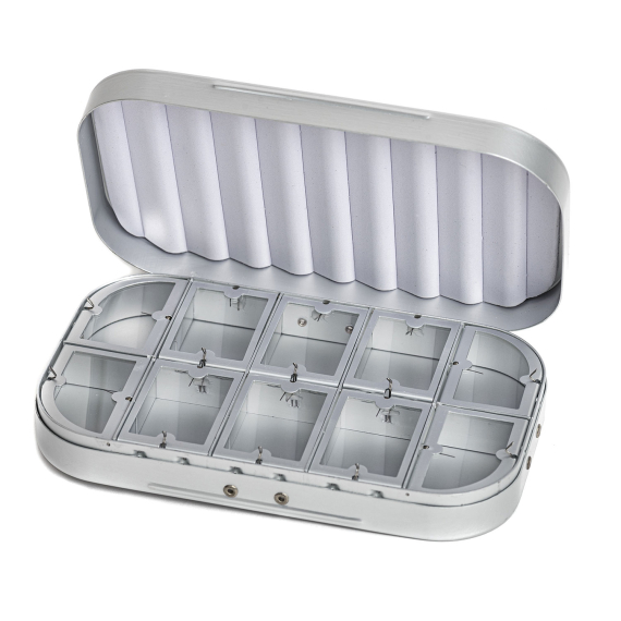 Aluminium box 10 compartments - Silver in the group Storage / Tackle Boxes / Flyboxes at Sportfiskeprylar.se (CH-305)