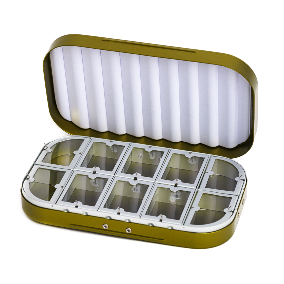 Aluminium box 10 compartments - Olive in the group Storage / Tackle Boxes / Flyboxes at Sportfiskeprylar.se (CH-306)