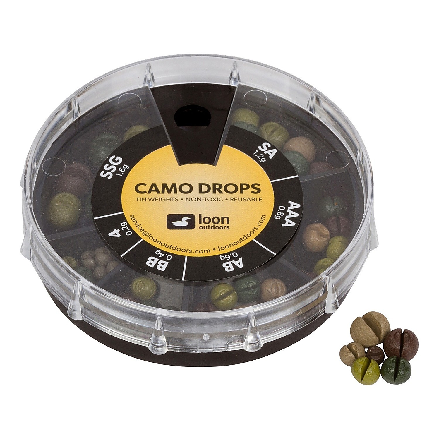 Loon Black/Camo Drop 6 Division Camo Drop in the group Hooks & Terminal Tackle / Sinkers & Weights / Lead & Split Shots at Sportfiskeprylar.se (F7131)