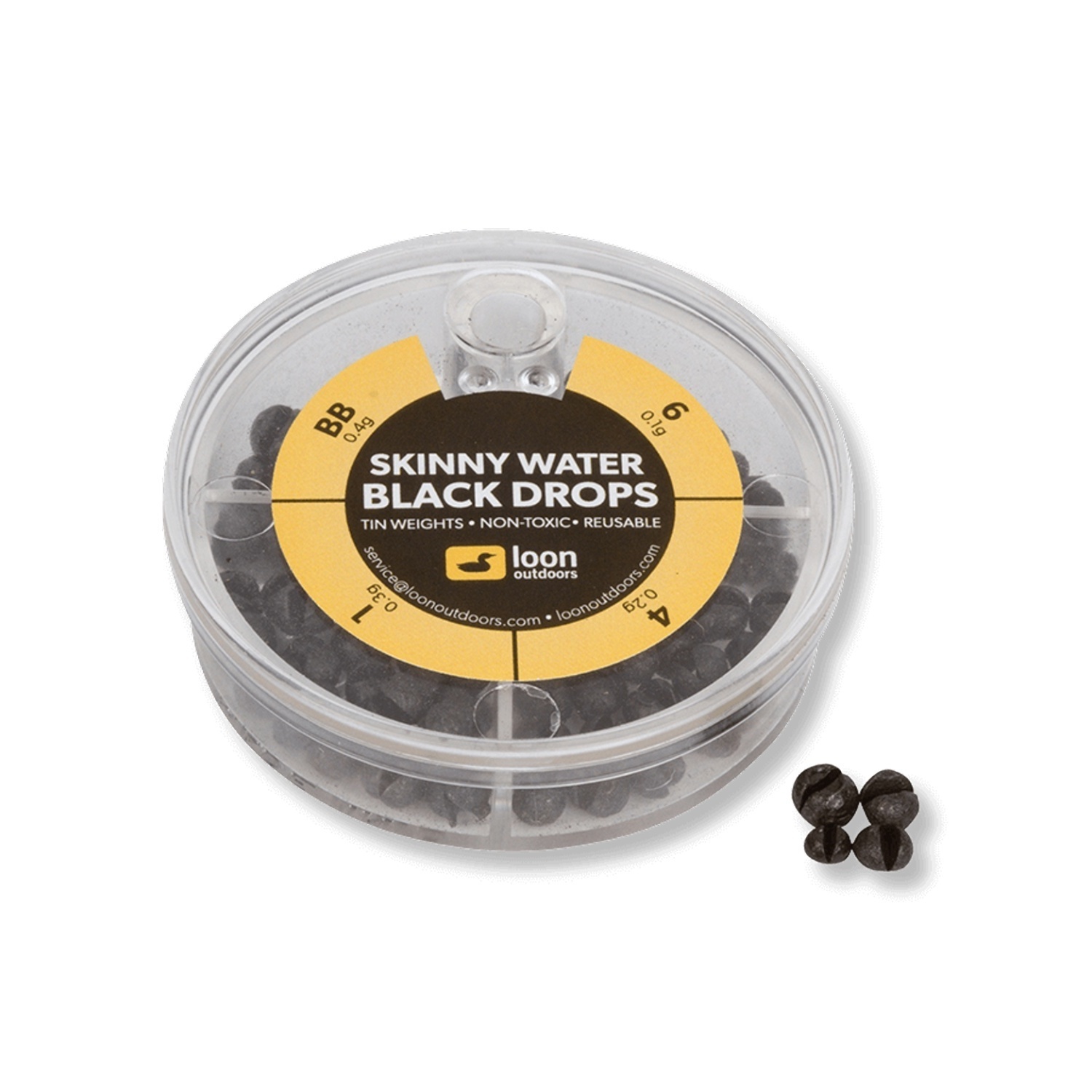 Loon Black Drop - 4 Division - Black Skinny Water in the group Hooks & Terminal Tackle / Sinkers & Weights / Lead & Split Shots at Sportfiskeprylar.se (F7133)