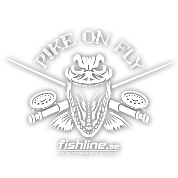 Fishline Pike on Fly sticker White in the group Other / Stickers & Decals at Sportfiskeprylar.se (FL-STICK-POFV2)