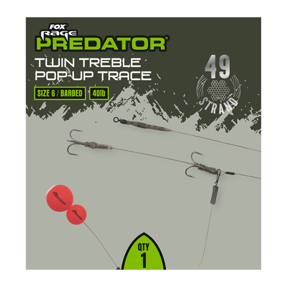 Fox Rage Twin Treble Pop-Up Trace in the group Hooks & Terminal Tackle / Ready-Made Rigs / Predator Traces at Sportfiskeprylar.se (FRR030r)